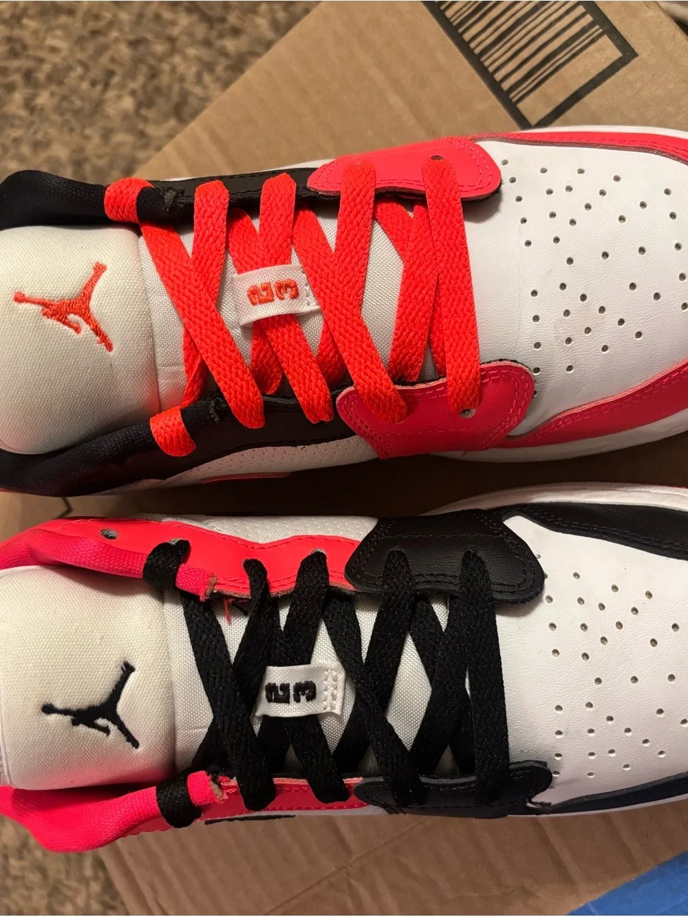 Nike Air Jordan 1 Low SE GS 'Mismatched Infrared' - White, Black & Infrared